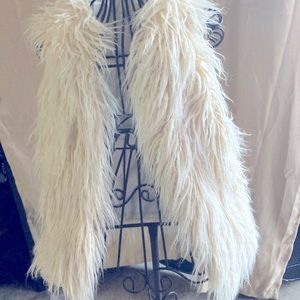 Cream color sheep fur vest, size L